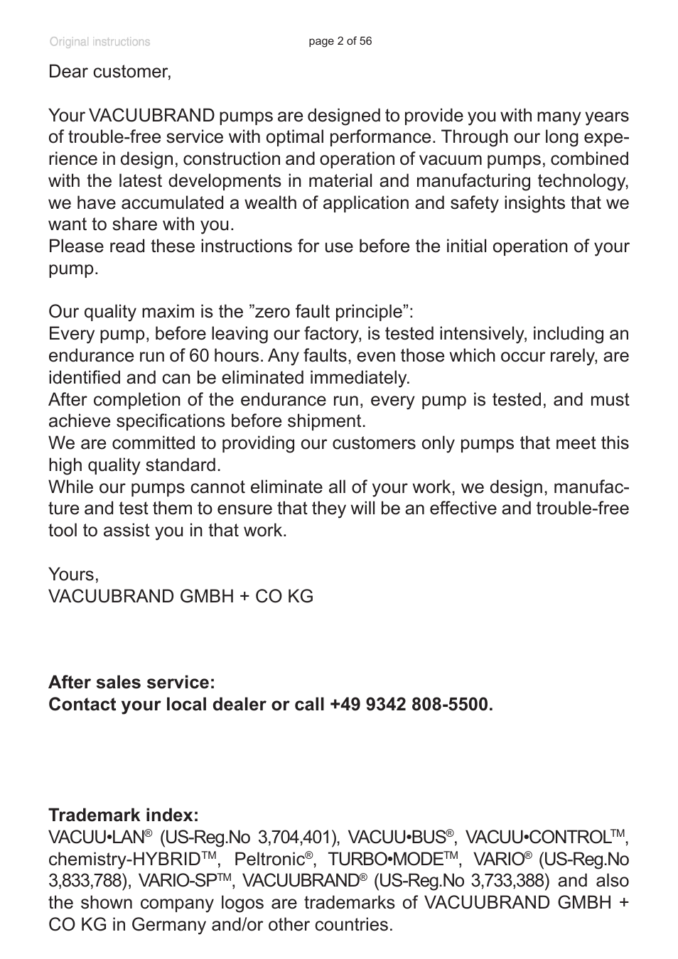 Labconco VACUUBRAND HYBRID Rotary Vane Pump 7584000 User Manual | Page 2 / 56