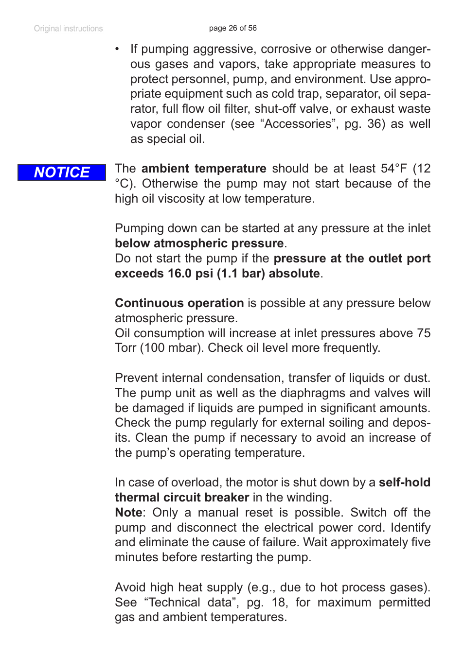 Notice | Labconco VACUUBRAND HYBRID Rotary Vane Pump 7584000 User Manual | Page 26 / 56