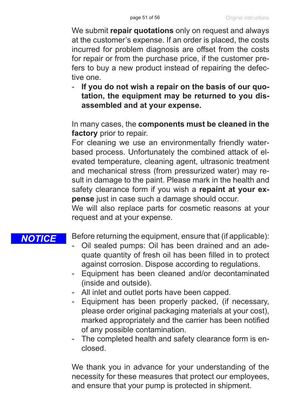 Notice | Labconco VACUUBRAND HYBRID Rotary Vane Pump 7584000 User Manual | Page 51 / 56