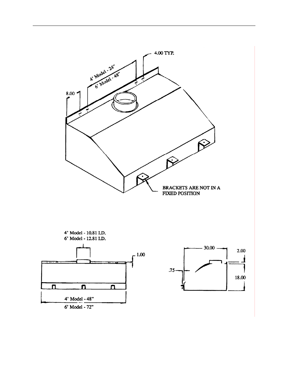 Dimensions | Labconco Canopy Laboratory Hoods 7099000 User Manual | Page 9 / 10