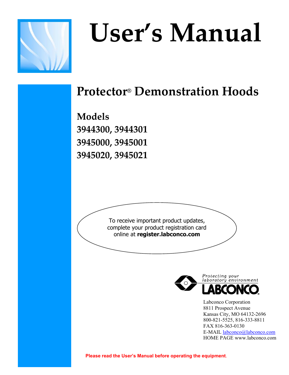 Labconco Protector Demonstration Hoods 3945021 User Manual | 60 pages