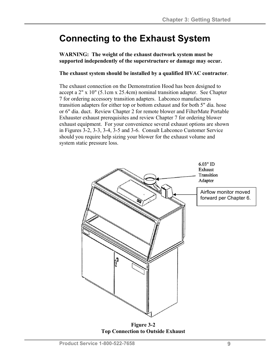 Connecting to the exhaust system | Labconco Protector Demonstration Hoods 3945021 User Manual | Page 13 / 60