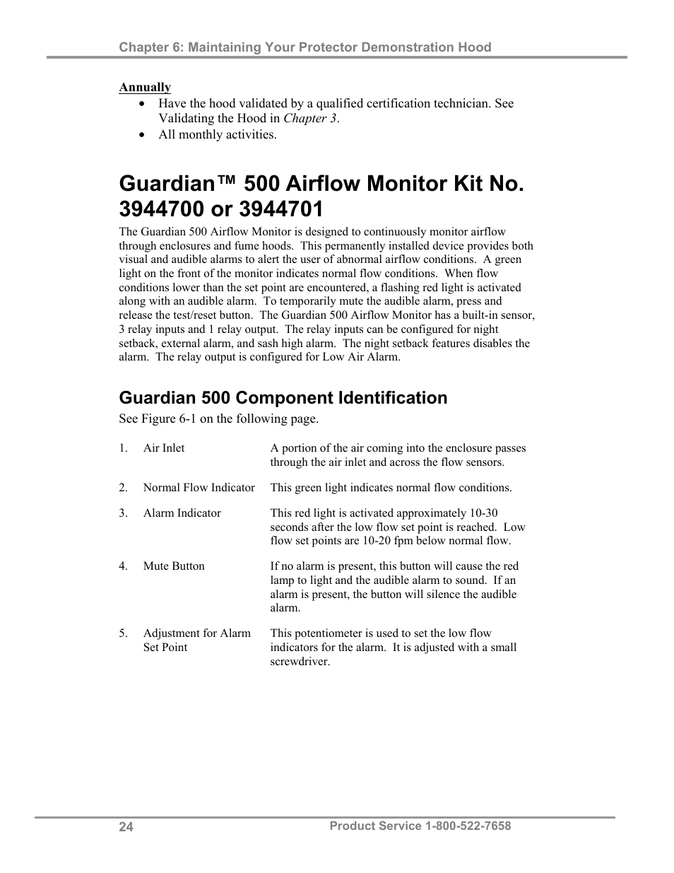 Guardian 500 component identification | Labconco Protector Demonstration Hoods 3945021 User Manual | Page 28 / 60