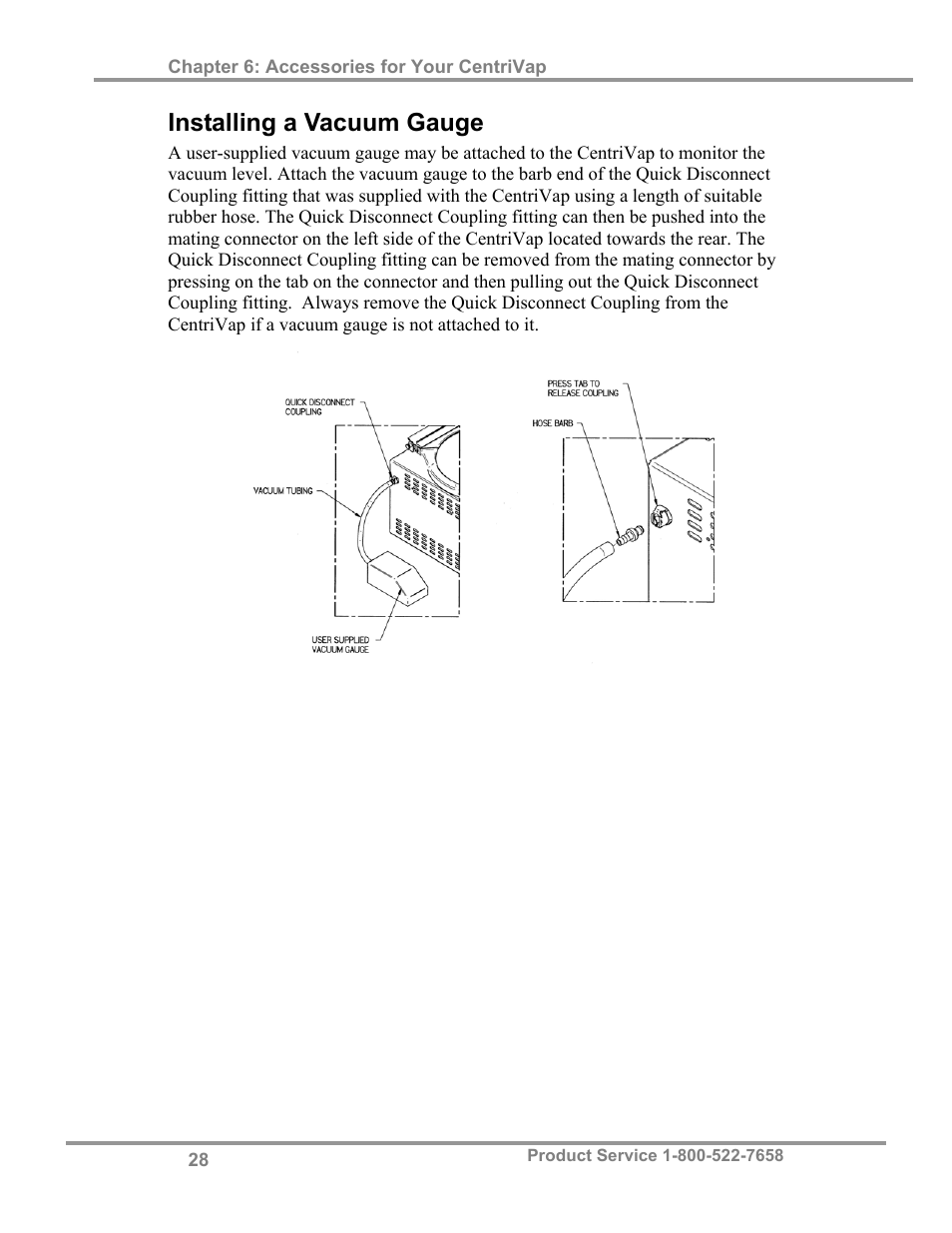 Installing a vacuum gauge | Labconco CentriVap Centrifugal Concentrators and Cold Traps 74750 Series User Manual | Page 32 / 53