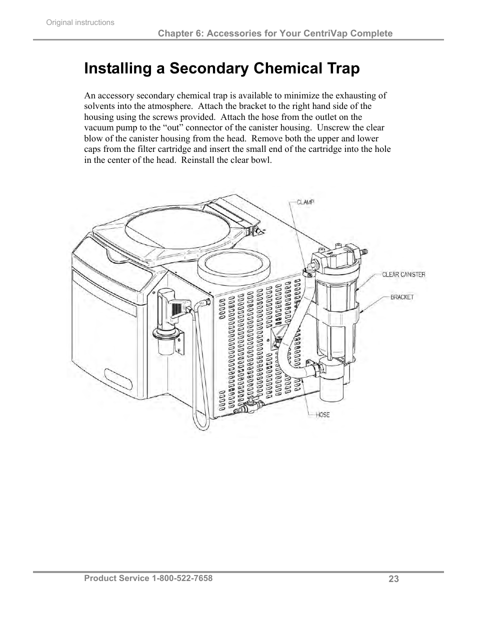 Installing a secondary chemical trap | Labconco CentriVap Complete Vacuum Concentrator 73150 Series User Manual | Page 27 / 38