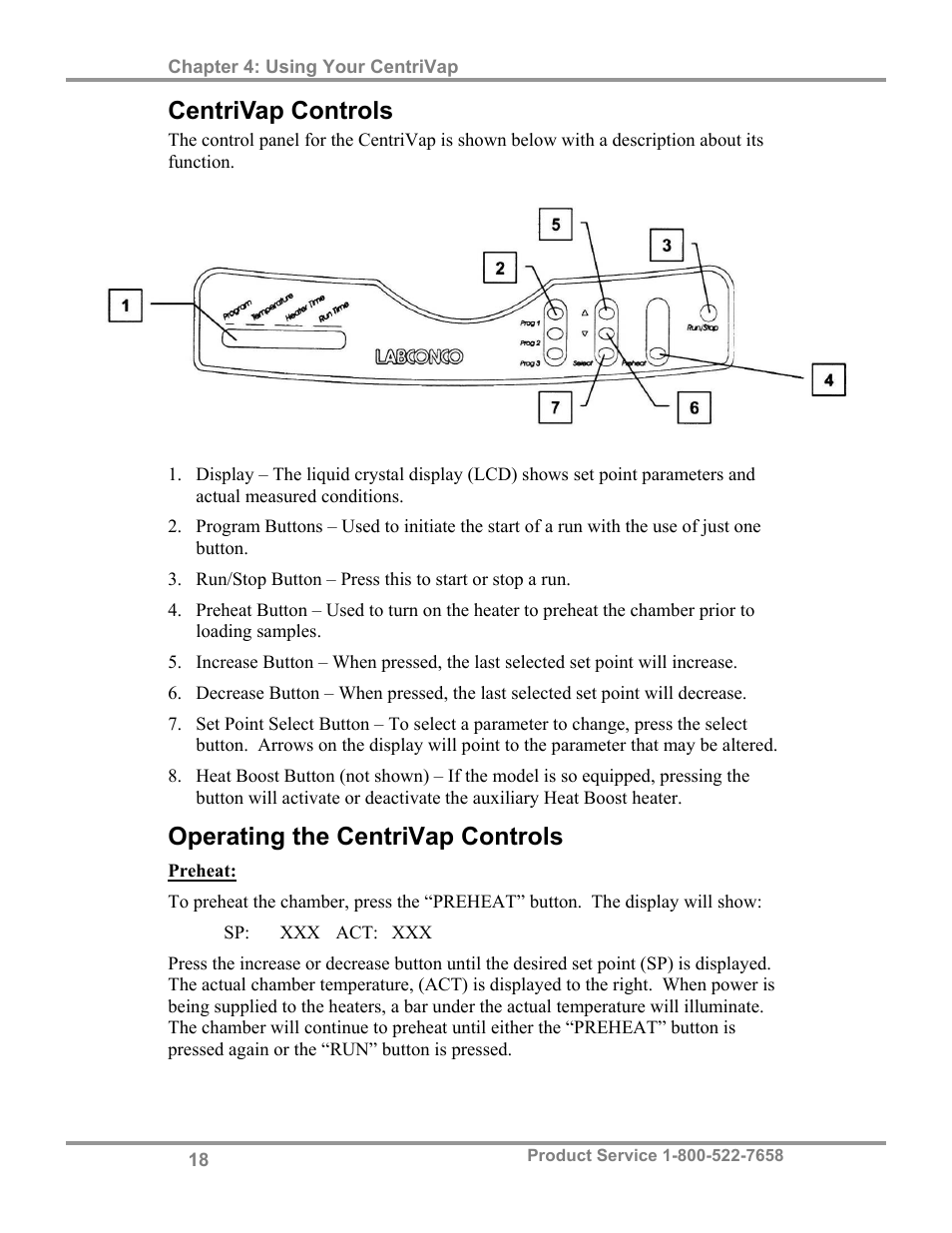Centrivap controls, Operating the centrivap controls | Labconco CentriVap Concentrators and Cold Traps 74750 Series User Manual | Page 22 / 53