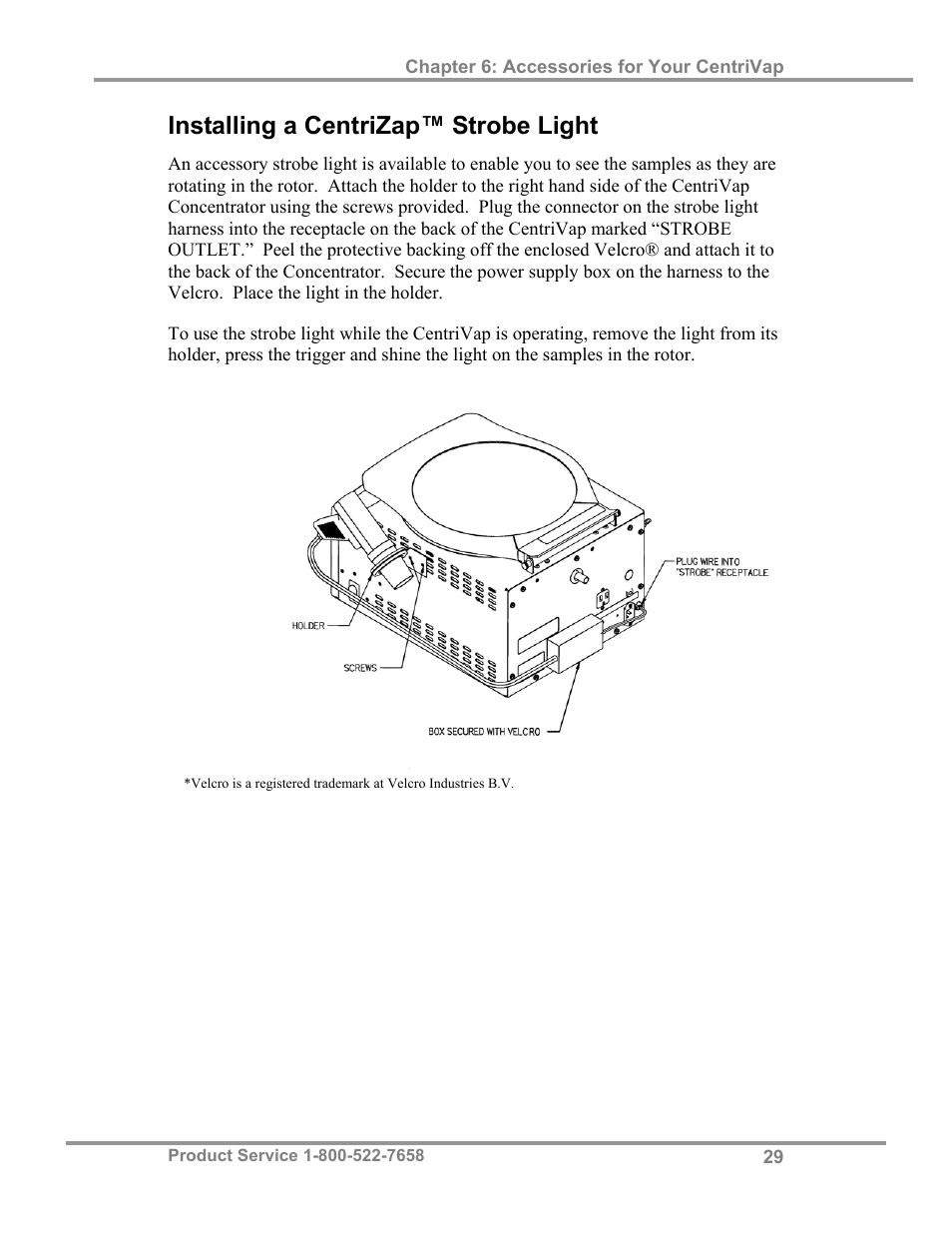 Installing a centrizap™ strobe light | Labconco CentriVap Concentrators and Cold Traps 74750 Series User Manual | Page 33 / 53