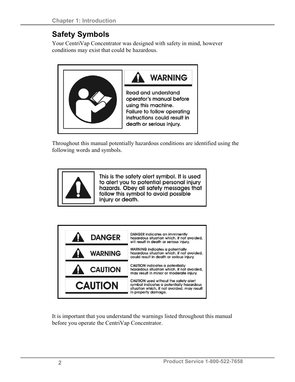 Safety symbols | Labconco CentriVap Concentrators and Cold Traps 74750 Series User Manual | Page 6 / 53