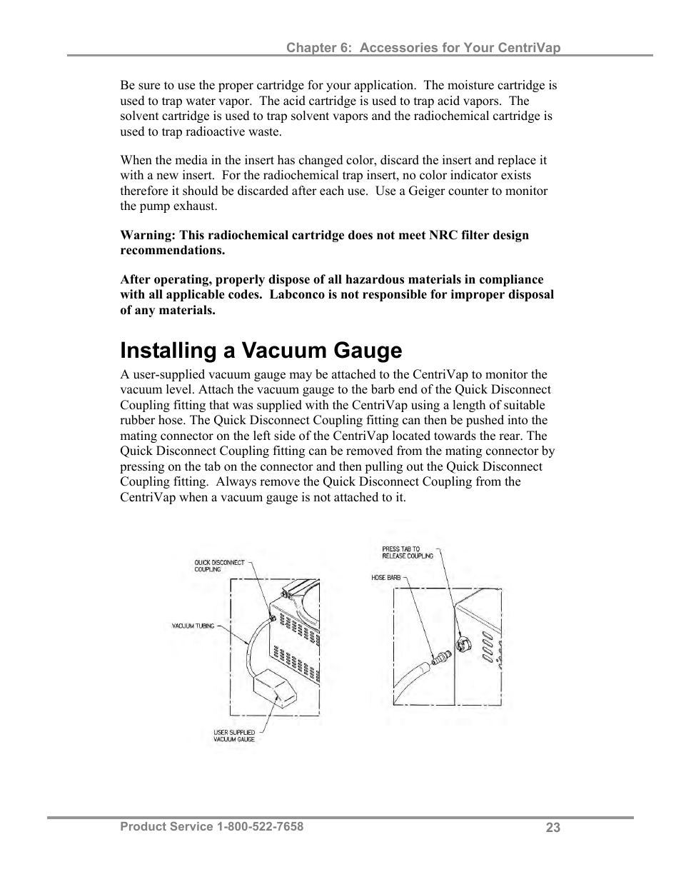Installing a vacuum gauge | Labconco CentriVa DNA Systems 7970037 User Manual | Page 27 / 36