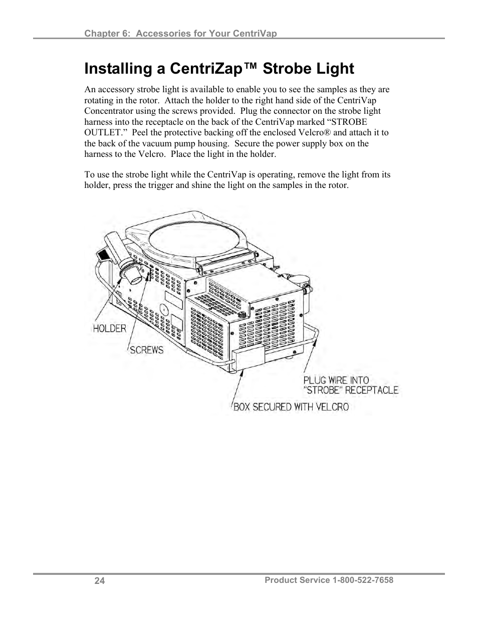 Installing a centrizap™ strobe light | Labconco CentriVa DNA Systems 7970037 User Manual | Page 28 / 36