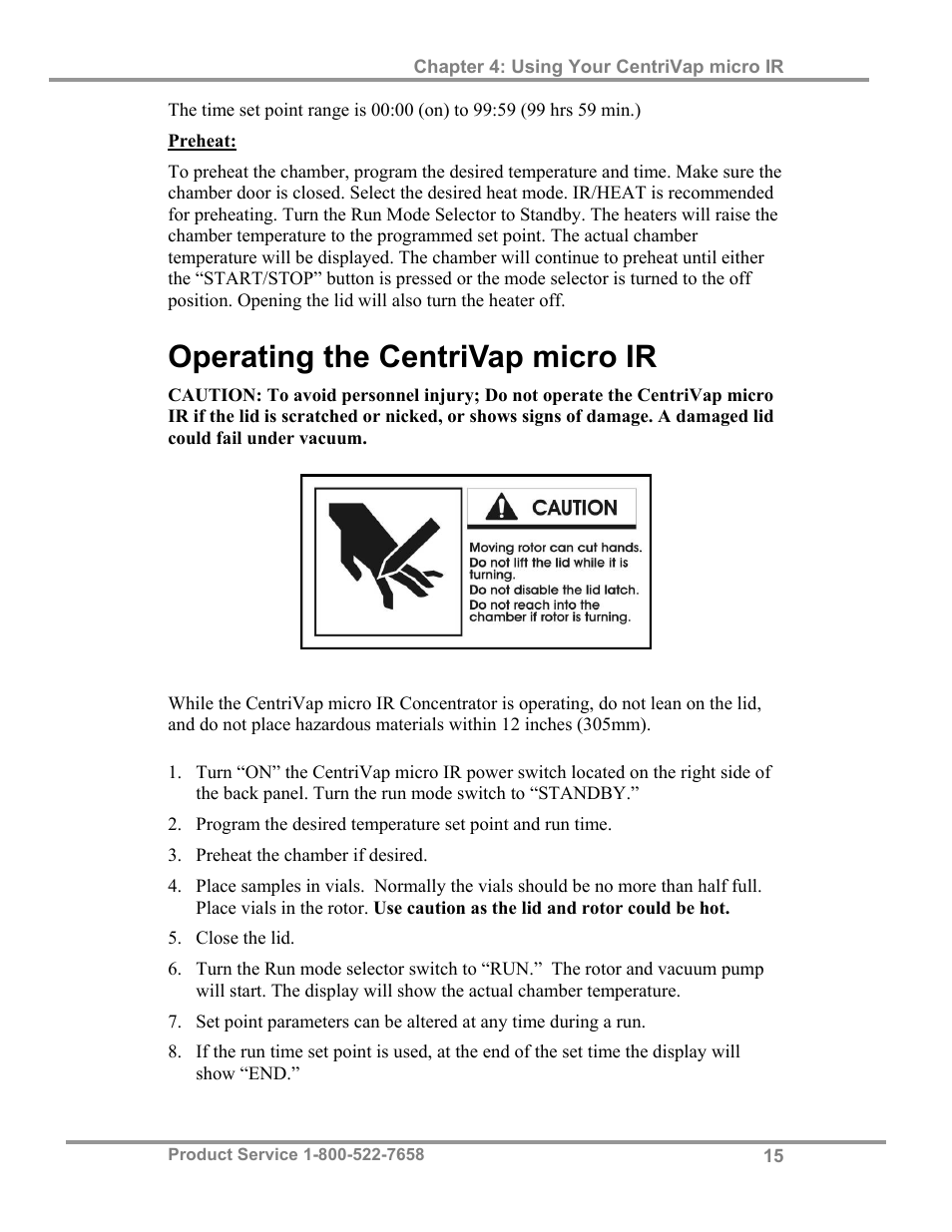 Operating the centrivap micro ir | Labconco CentriVap micro IR Vacuum Concentrators 77010 Series User Manual | Page 19 / 30