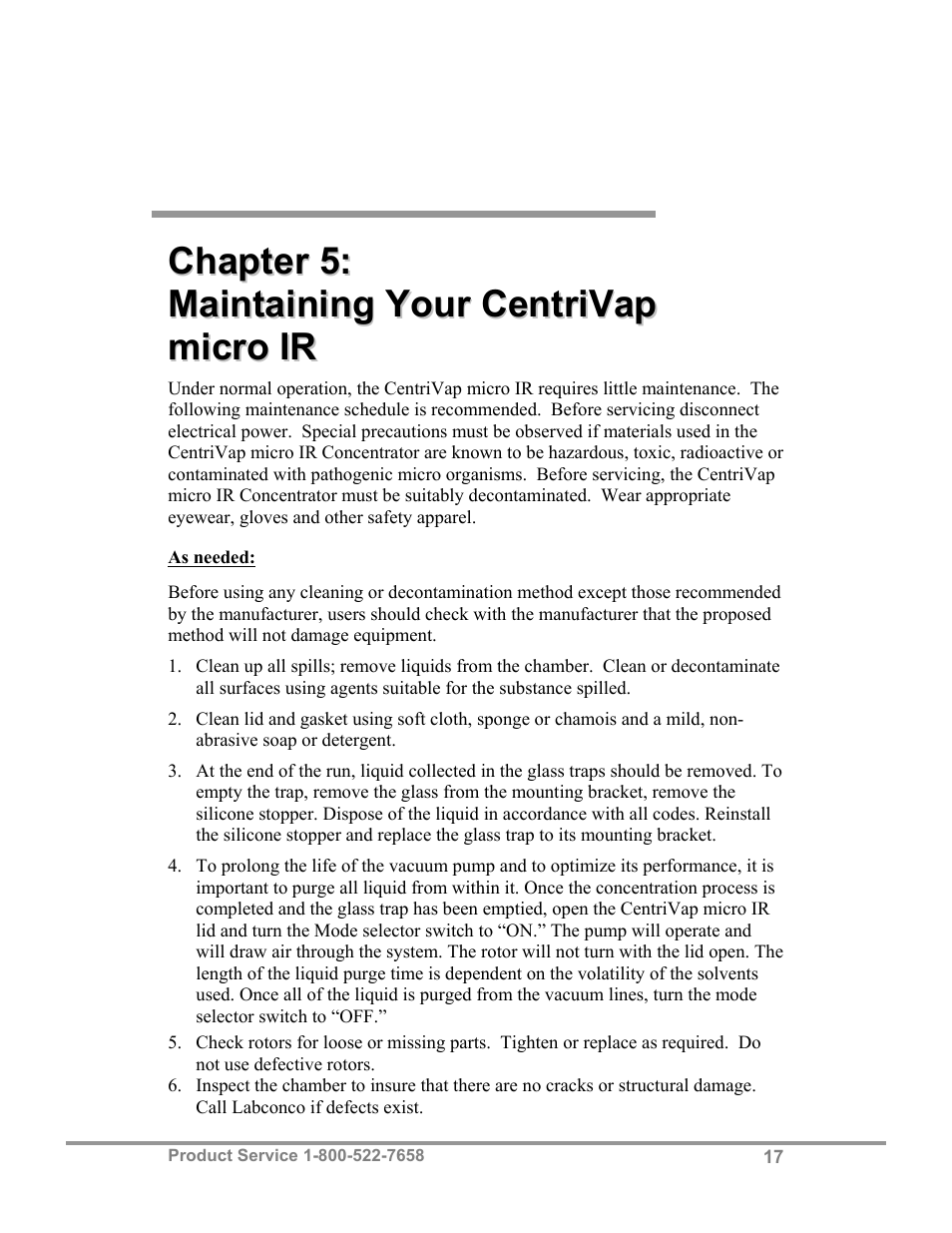 Labconco CentriVap micro IR Vacuum Concentrators 77010 Series User Manual | Page 21 / 30