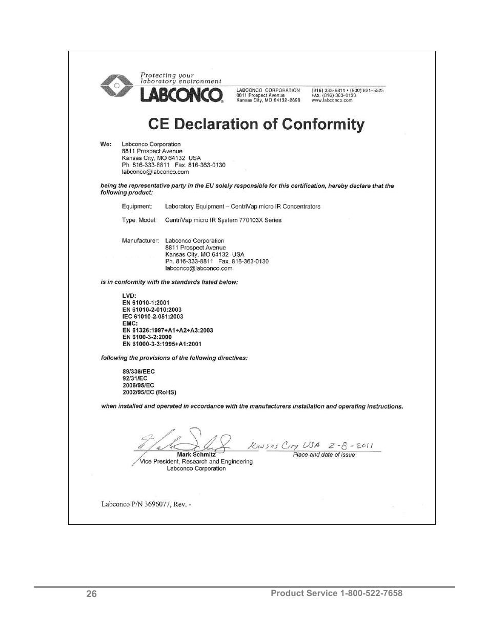 Labconco CentriVap micro IR Vacuum Concentrators 77010 Series User Manual | Page 30 / 30