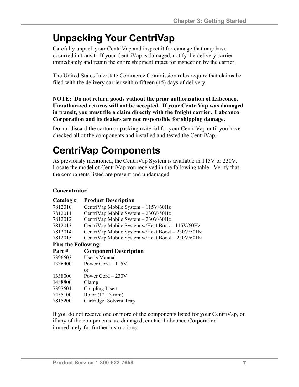 Unpacking your centrivap, Centrivap components | Labconco CentriVap Mobile Systems 7812014 User Manual | Page 11 / 47