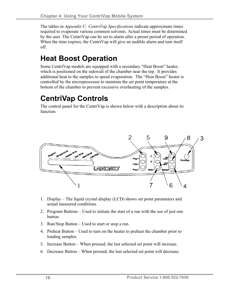 Heat boost operation, Centrivap controls | Labconco CentriVap Mobile Systems 7812014 User Manual | Page 20 / 47