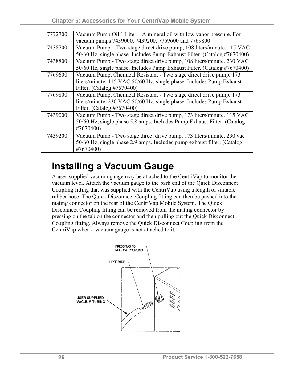 Installing a vacuum gauge | Labconco CentriVap Mobile Systems 7812014 User Manual | Page 30 / 47