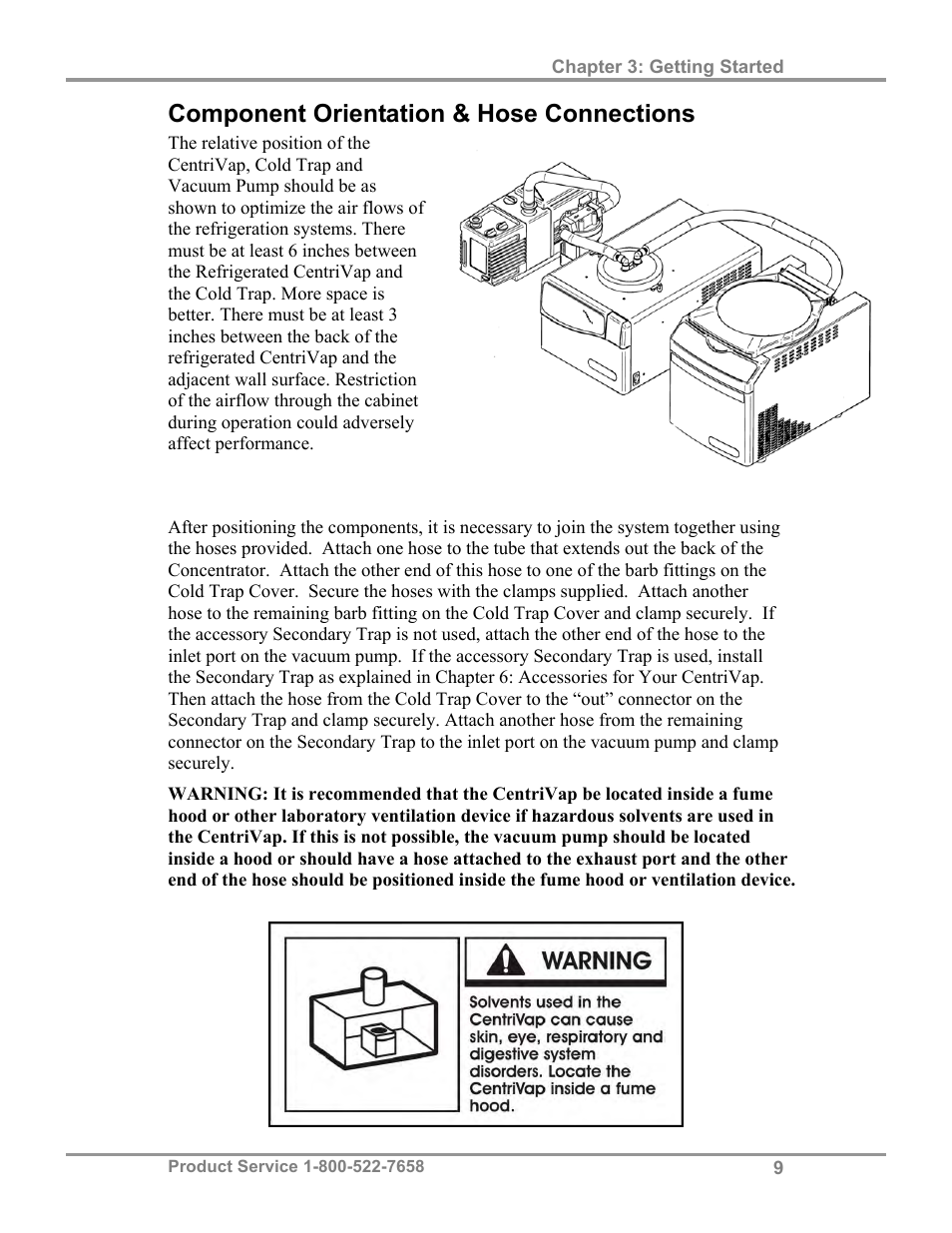 Component orientation & hose connections | Labconco CentriVap Refrigerated Centrifugal Concentrators 7310000 Series User Manual | Page 13 / 40