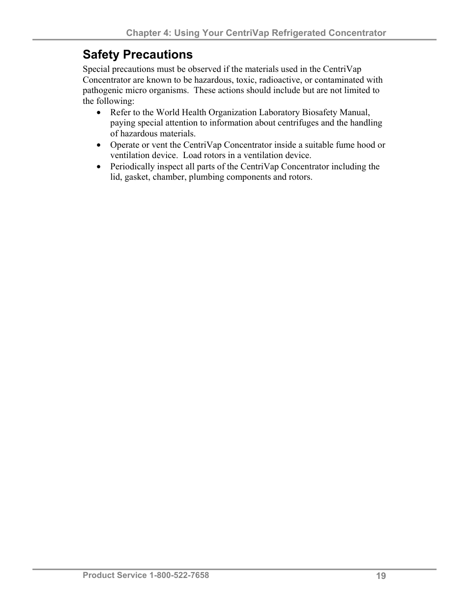 Safety precautions | Labconco CentriVap Refrigerated Centrifugal Concentrators 7310000 Series User Manual | Page 23 / 40