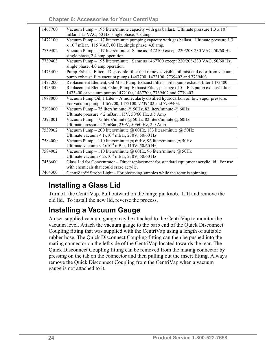 Installing a glass lid, Installing a vacuum gauge | Labconco CentriVap Refrigerated Centrifugal Concentrators 7310000 Series User Manual | Page 28 / 40