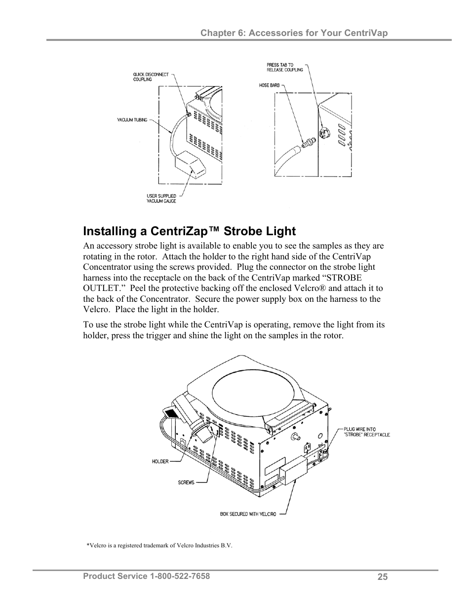 Installing a centrizap™ strobe light | Labconco CentriVap Refrigerated Centrifugal Concentrators 7310000 Series User Manual | Page 29 / 40