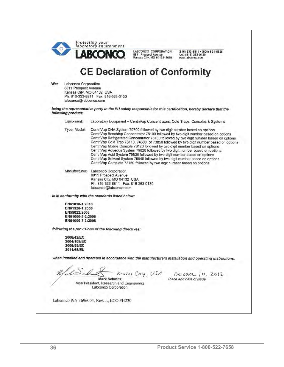 Labconco CentriVap Refrigerated Centrifugal Concentrators 7310000 Series User Manual | Page 40 / 40