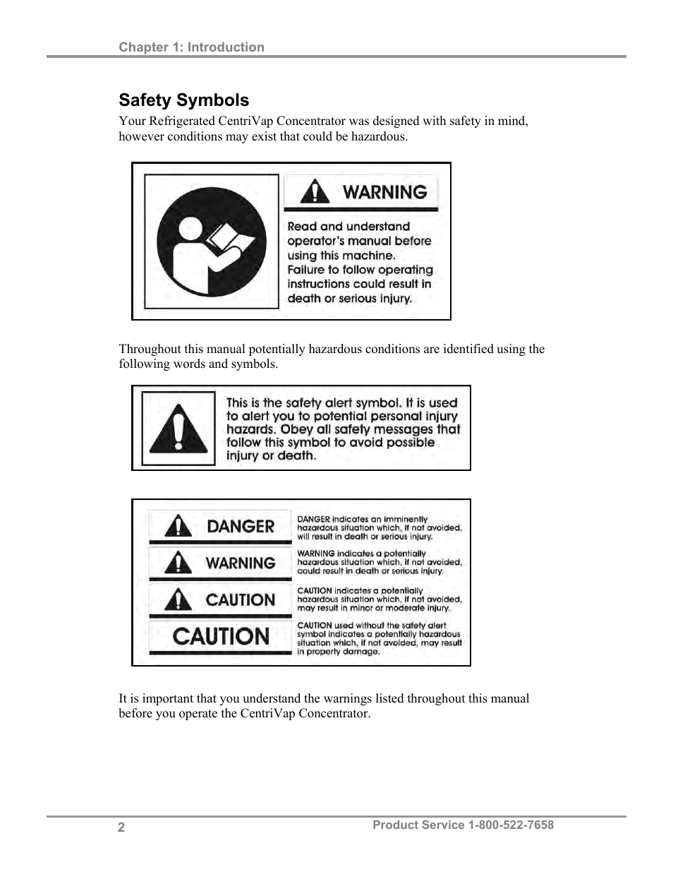 Safety symbols | Labconco CentriVap Refrigerated Centrifugal Concentrators 7310000 Series User Manual | Page 6 / 40