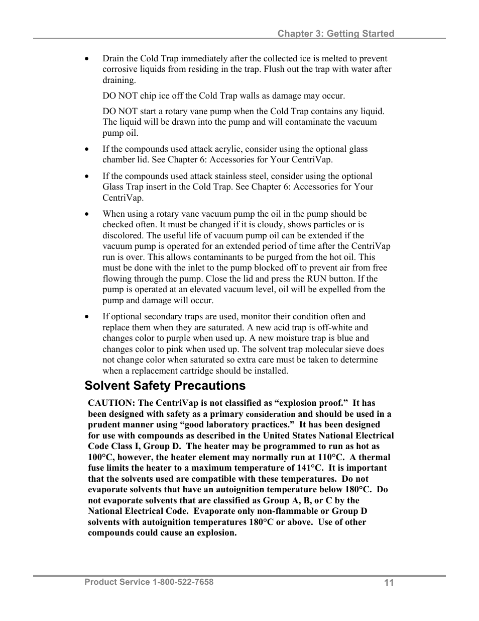 Solvent safety precautions | Labconco Refrigerated CentriVap Centrifugal Concentrators 7310041 User Manual | Page 15 / 38