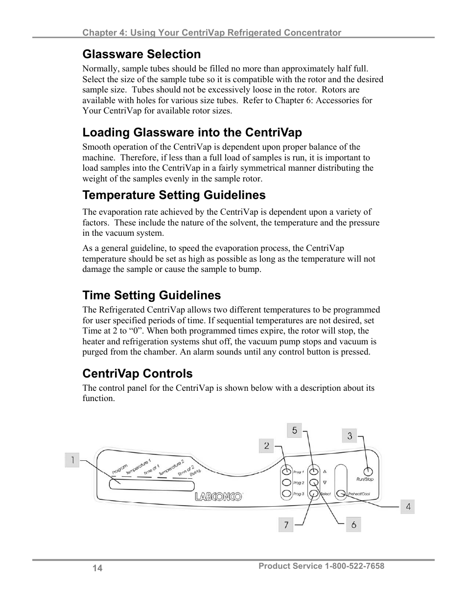 Glassware selection, Loading glassware into the centrivap, Temperature setting guidelines | Time setting guidelines, Centrivap controls | Labconco Refrigerated CentriVap Centrifugal Concentrators 7310041 User Manual | Page 18 / 38