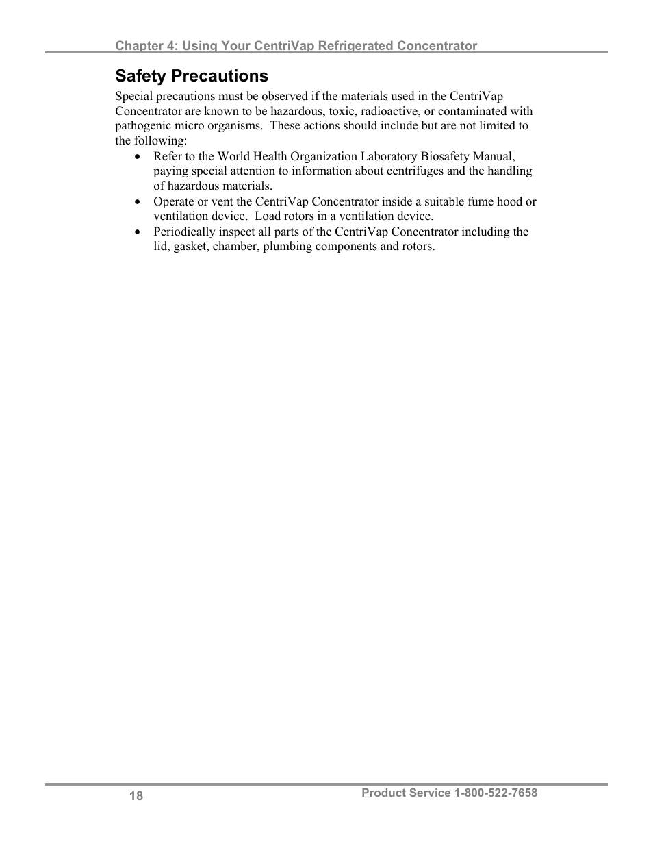 Safety precautions | Labconco Refrigerated CentriVap Centrifugal Concentrators 7310041 User Manual | Page 22 / 38