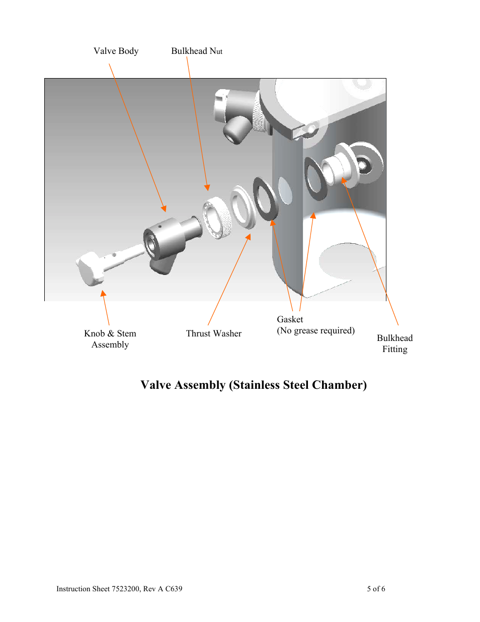 Valve assembly (stainless steel chamber) | Labconco Dry Ice Benchtop Freeze Dry System 7522700 User Manual | Page 5 / 6
