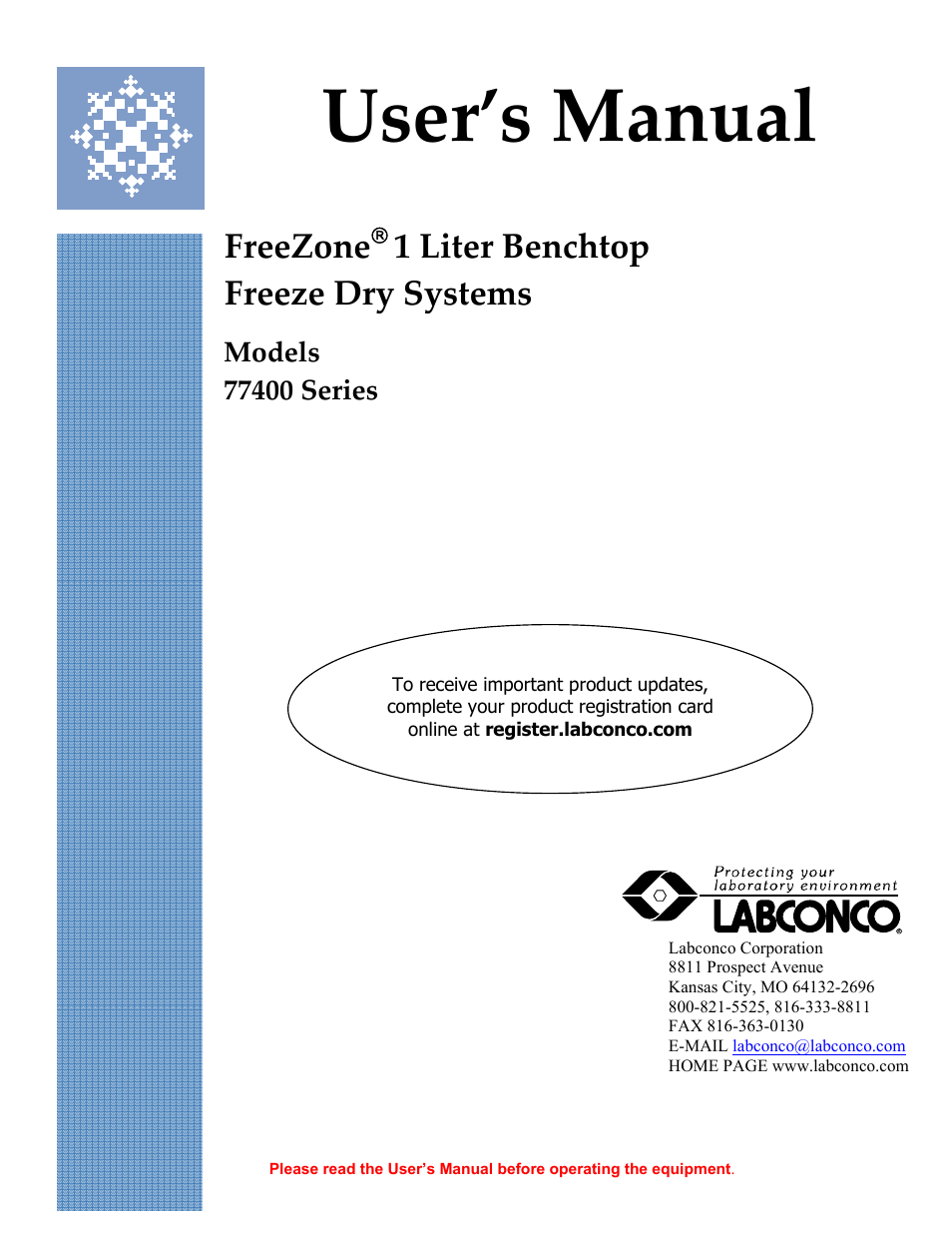Labconco FreeZone 1 Liter Benchtop Freeze Dry Systems 7740071 User Manual | 51 pages