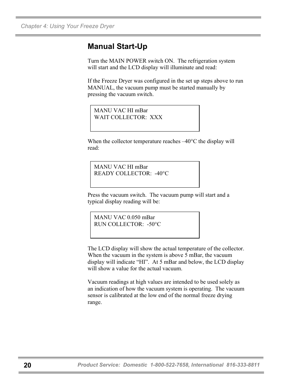 Manual start-up | Labconco FreeZone 1 Liter Benchtop Freeze Dry Systems 7740071 User Manual | Page 24 / 51