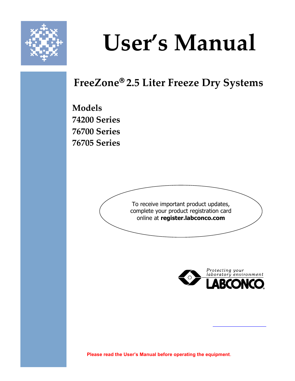 Labconco FreeZone 2.5 Liter Freeze Dry Systems 76705 Series User Manual | 64 pages