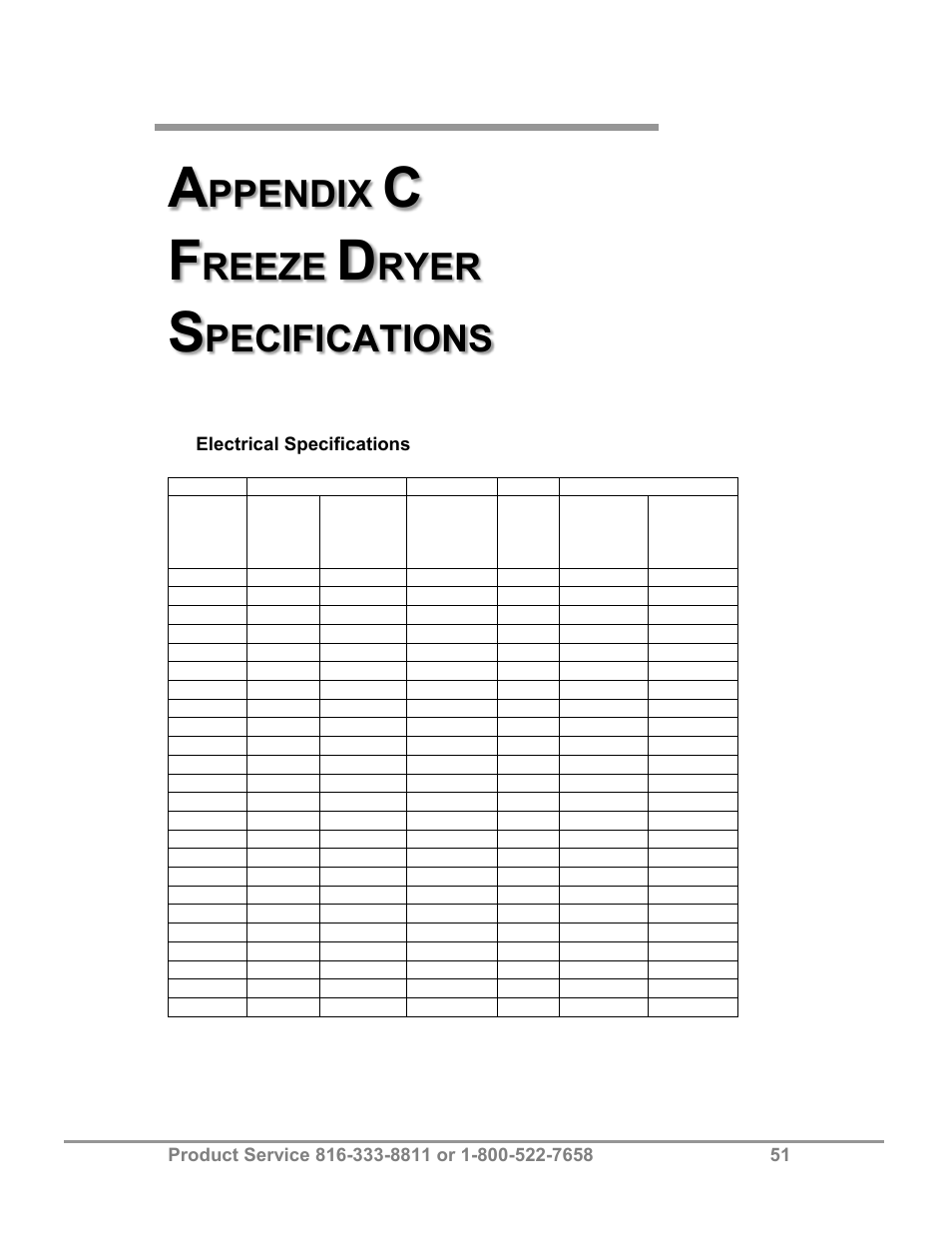 Ppendix, Reeze, Ryer | Pecifications | Labconco FreeZone 2.5 Liter Freeze Dry Systems 76705 Series User Manual | Page 55 / 64