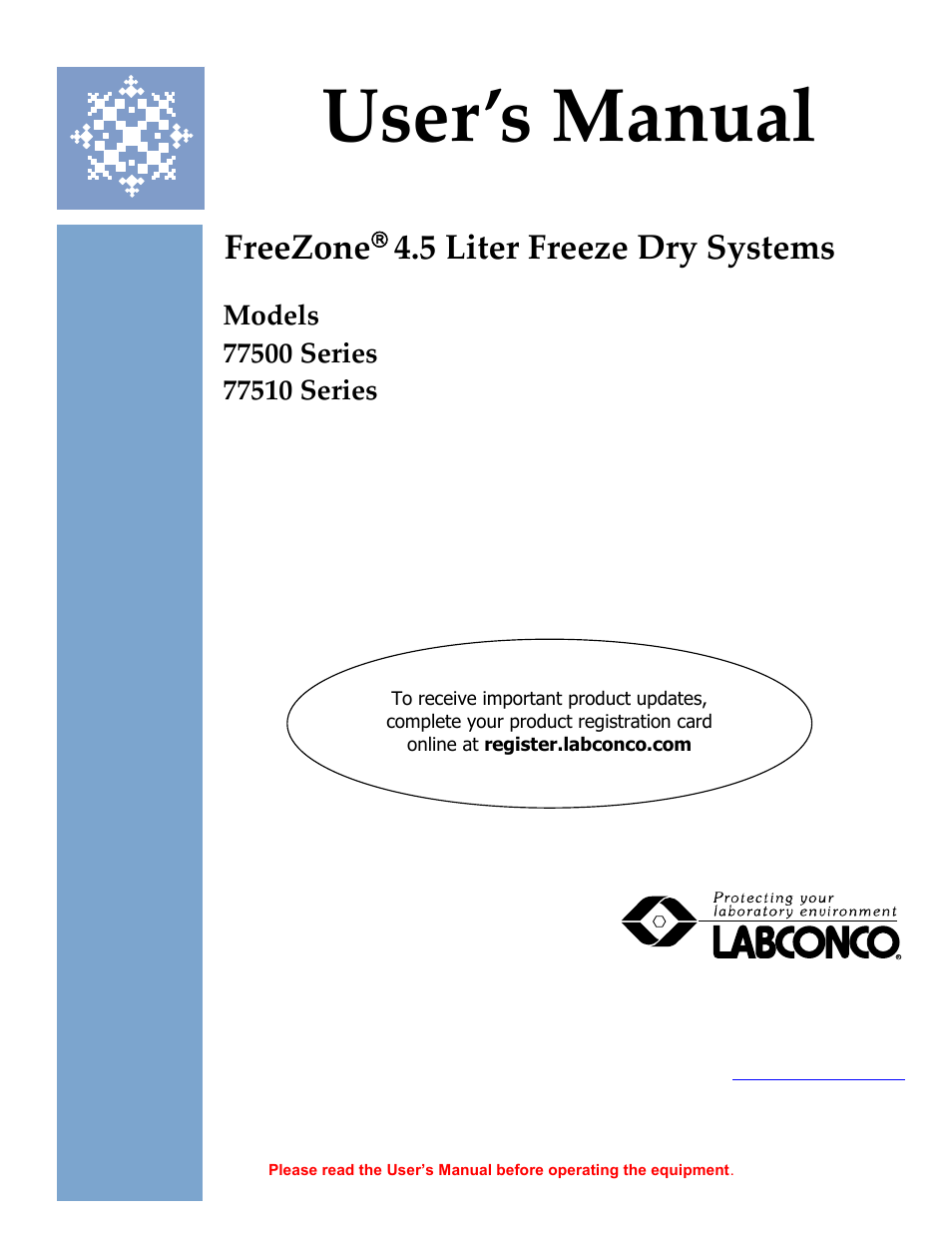 Labconco FreeZone 4.5 Liter Freeze Dry Systems 77510 Series User Manual | 56 pages