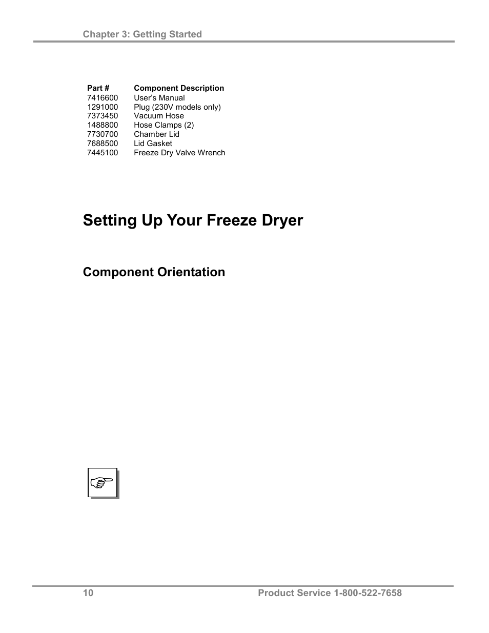 Setting up your freeze dryer, Component orientation | Labconco FreeZone 4.5 Liter Freeze Dry Systems 77510 Series User Manual | Page 14 / 56
