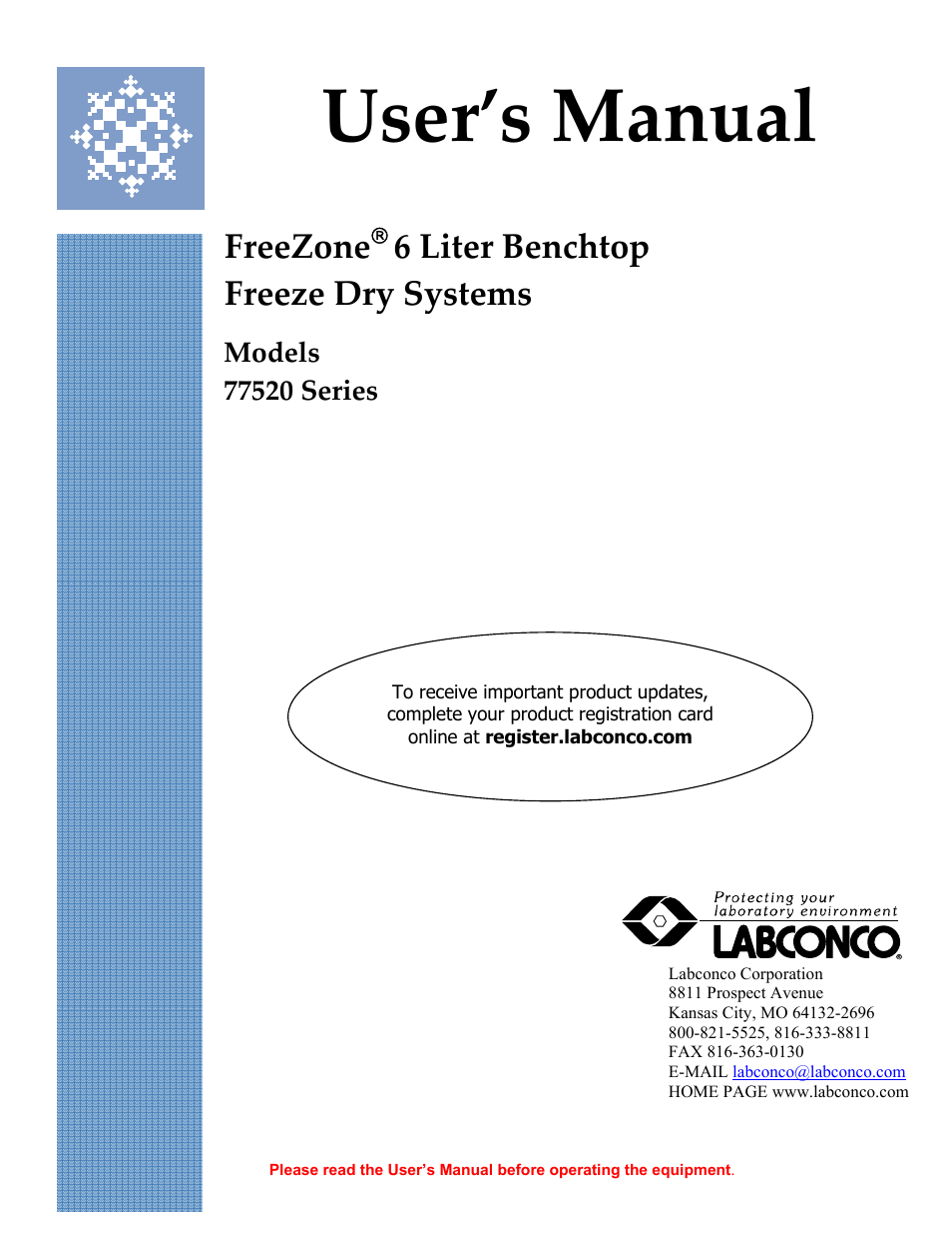Labconco FreeZone 6 Liter Benchtop Freeze Dry Systems 77520 Series User Manual | 66 pages