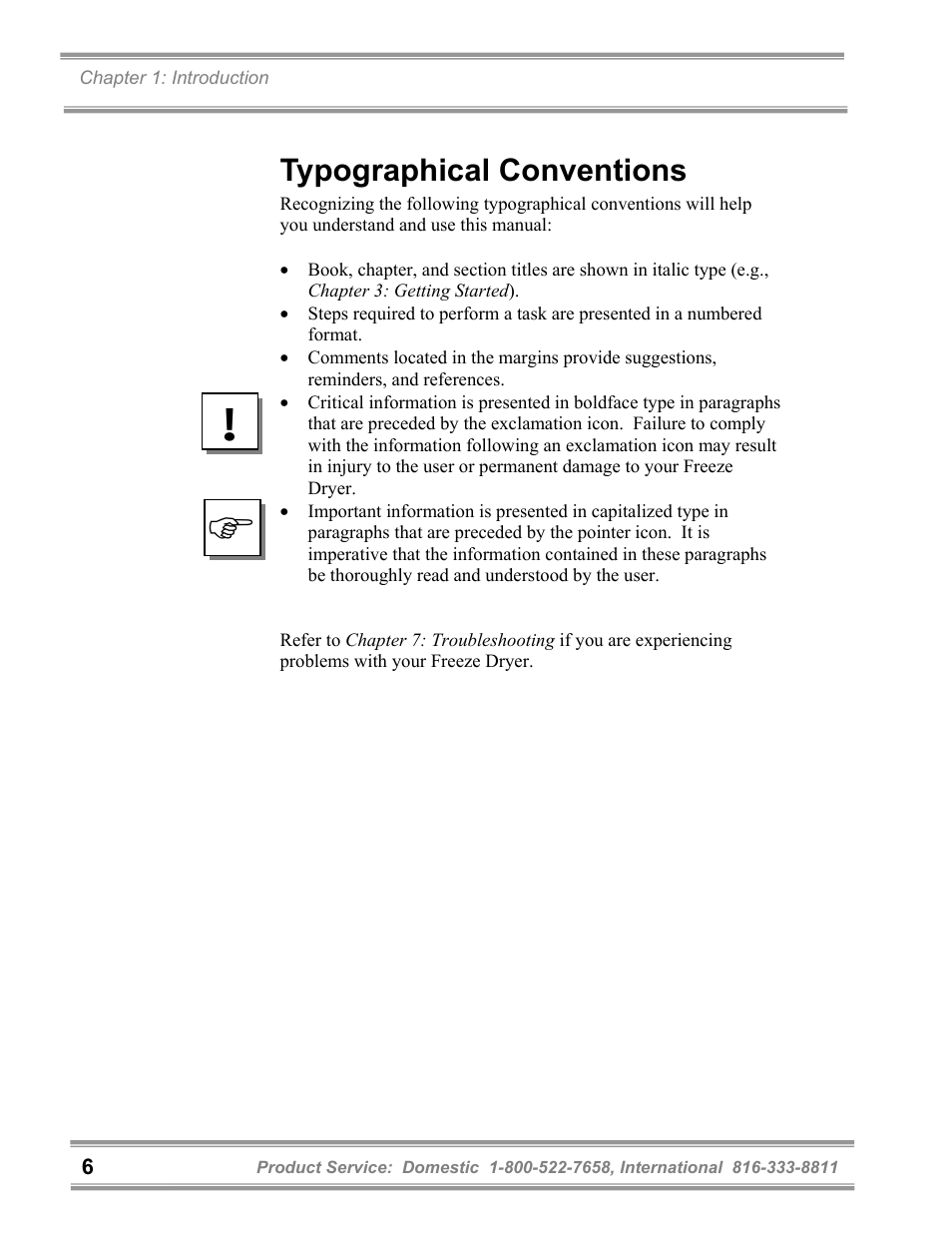 Typographical conventions | Labconco FreeZone 6 Liter Benchtop Freeze Dry Systems 77520 Series User Manual | Page 10 / 66