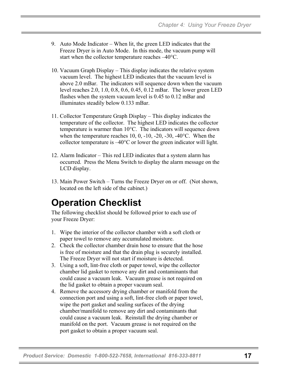Operation checklist | Labconco FreeZone 6 Liter Benchtop Freeze Dry Systems 77520 Series User Manual | Page 21 / 66