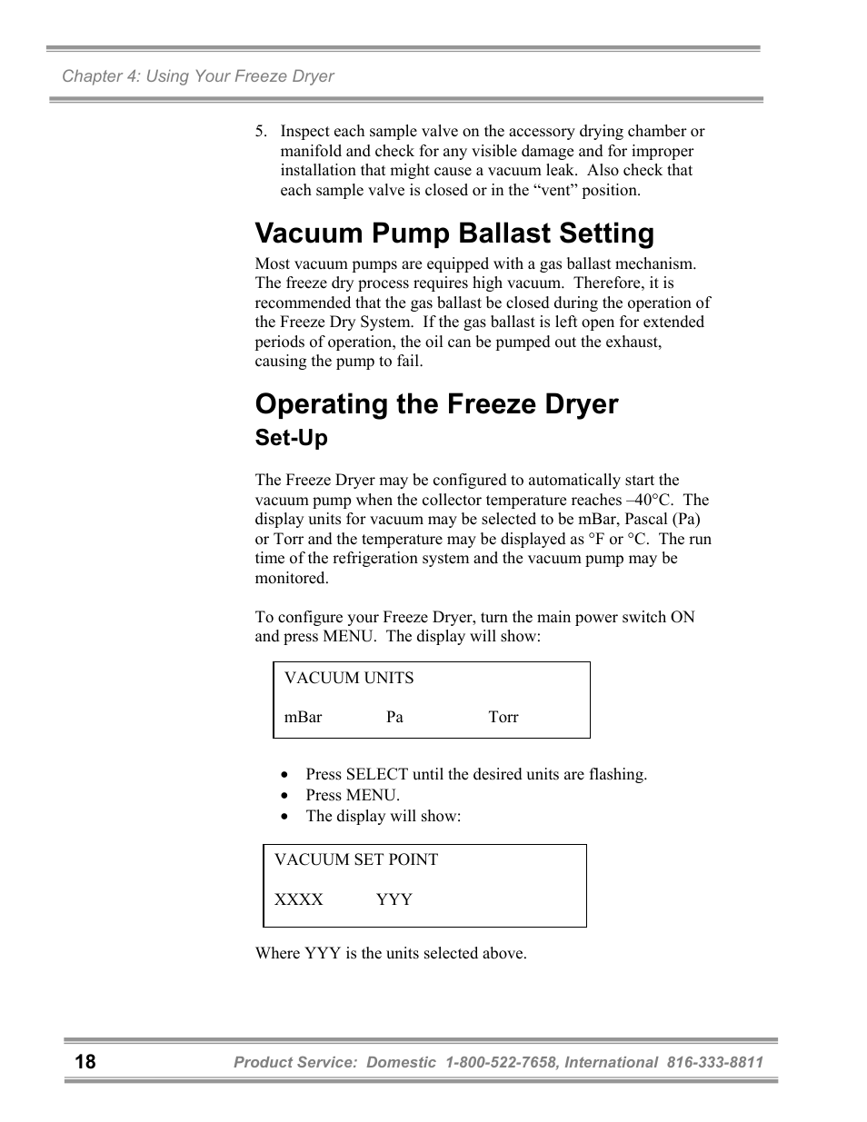 Vacuum pump ballast setting, Operating the freeze dryer, Set-up | Labconco FreeZone 6 Liter Benchtop Freeze Dry Systems 77520 Series User Manual | Page 22 / 66