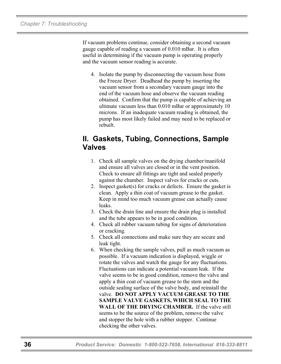 Ii. gaskets, tubing, connections, sample valves | Labconco FreeZone 6 Liter Benchtop Freeze Dry Systems 77520 Series User Manual | Page 40 / 66