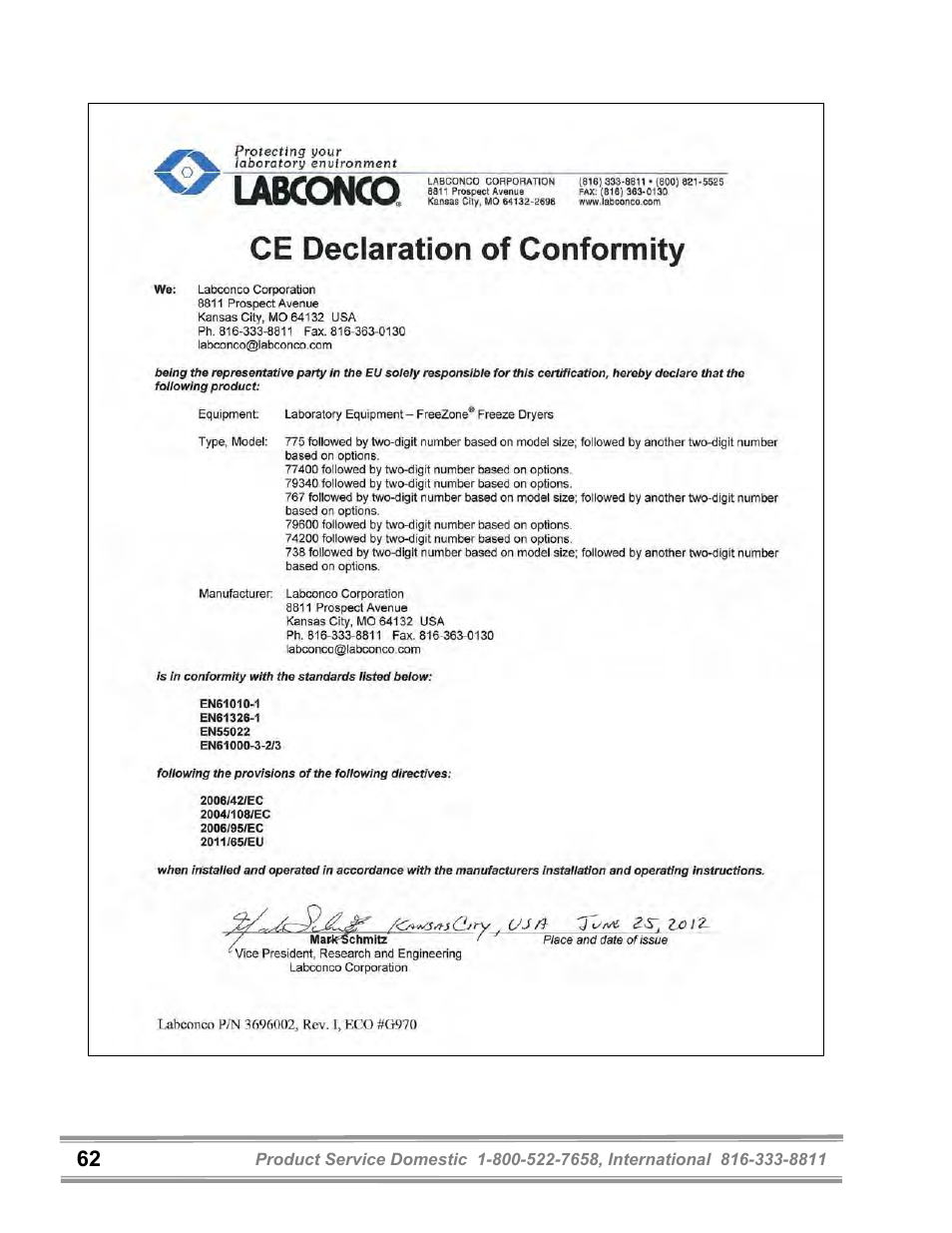 Labconco FreeZone 6 Liter Benchtop Freeze Dry Systems 77520 Series User Manual | Page 66 / 66