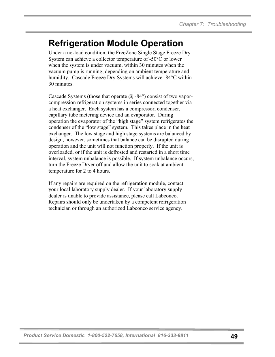 Refrigeration module operation | Labconco FreeZone and FreeZone Plus 6, 12 and 18 Liter Freeze Dry Systems 79600 Series User Manual | Page 53 / 79