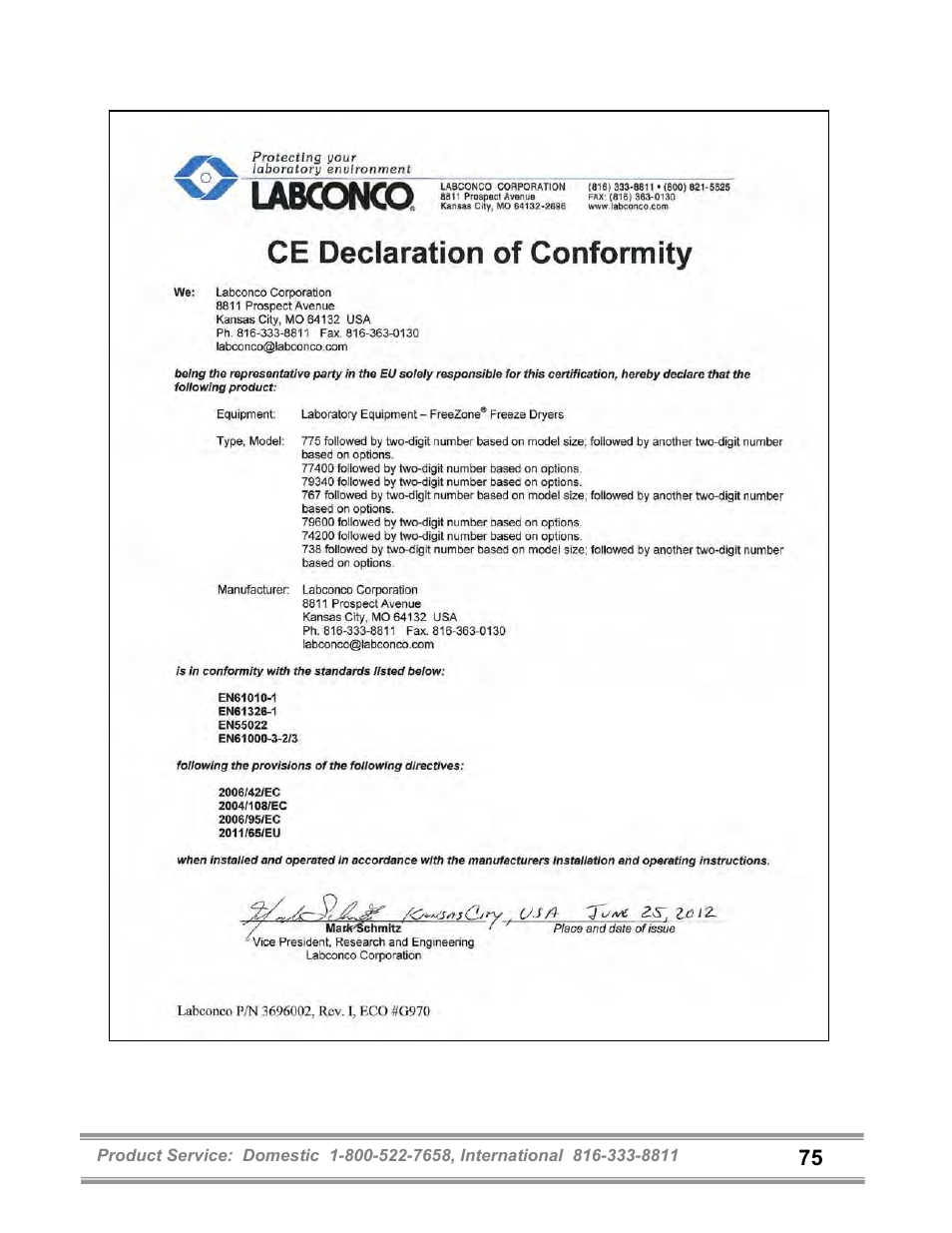 Labconco FreeZone and FreeZone Plus 6, 12 and 18 Liter Freeze Dry Systems 79600 Series User Manual | Page 79 / 79