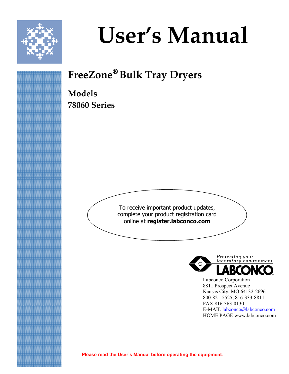 Labconco FreeZone Bulk Tray Dryer 78060 Series User Manual | 43 pages