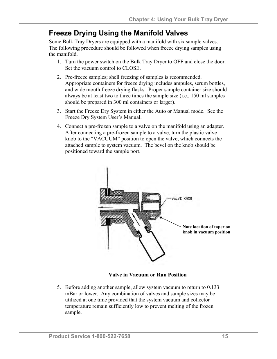 Freeze drying using the manifold valves | Labconco FreeZone Bulk Tray Dryer 78060 Series User Manual | Page 19 / 43