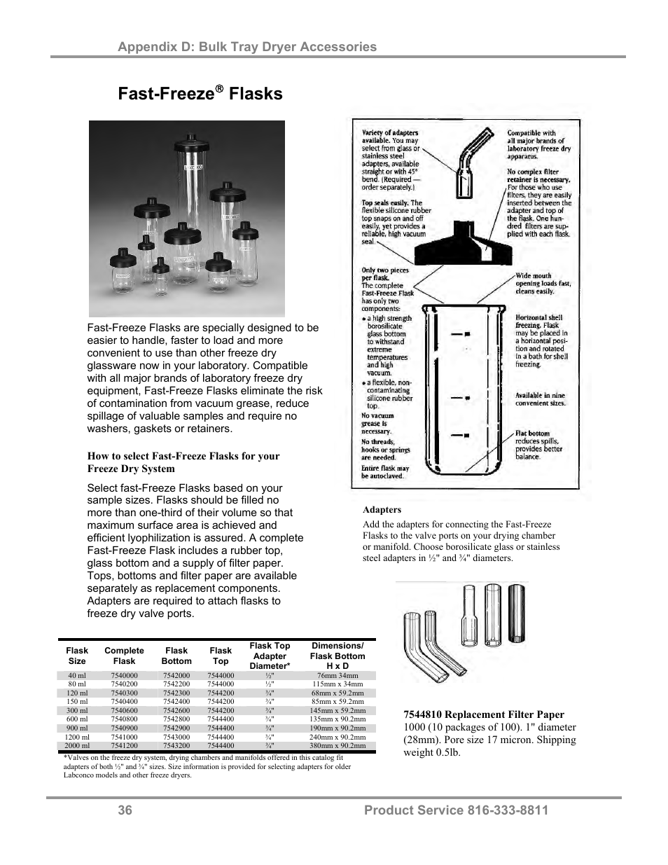 Fast-freeze, Flasks | Labconco FreeZone Bulk Tray Dryer 78060 Series User Manual | Page 40 / 43