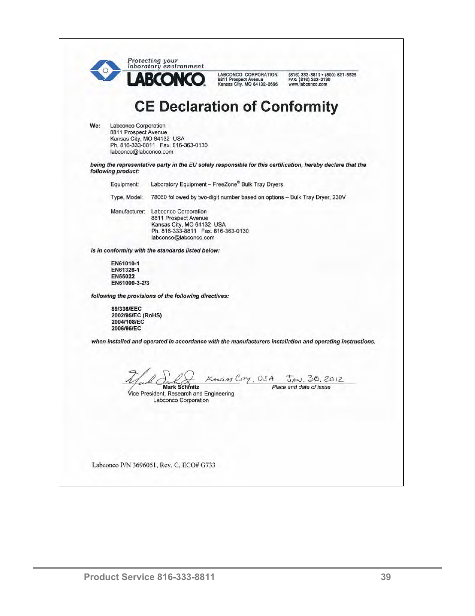 Labconco FreeZone Bulk Tray Dryer 78060 Series User Manual | Page 43 / 43