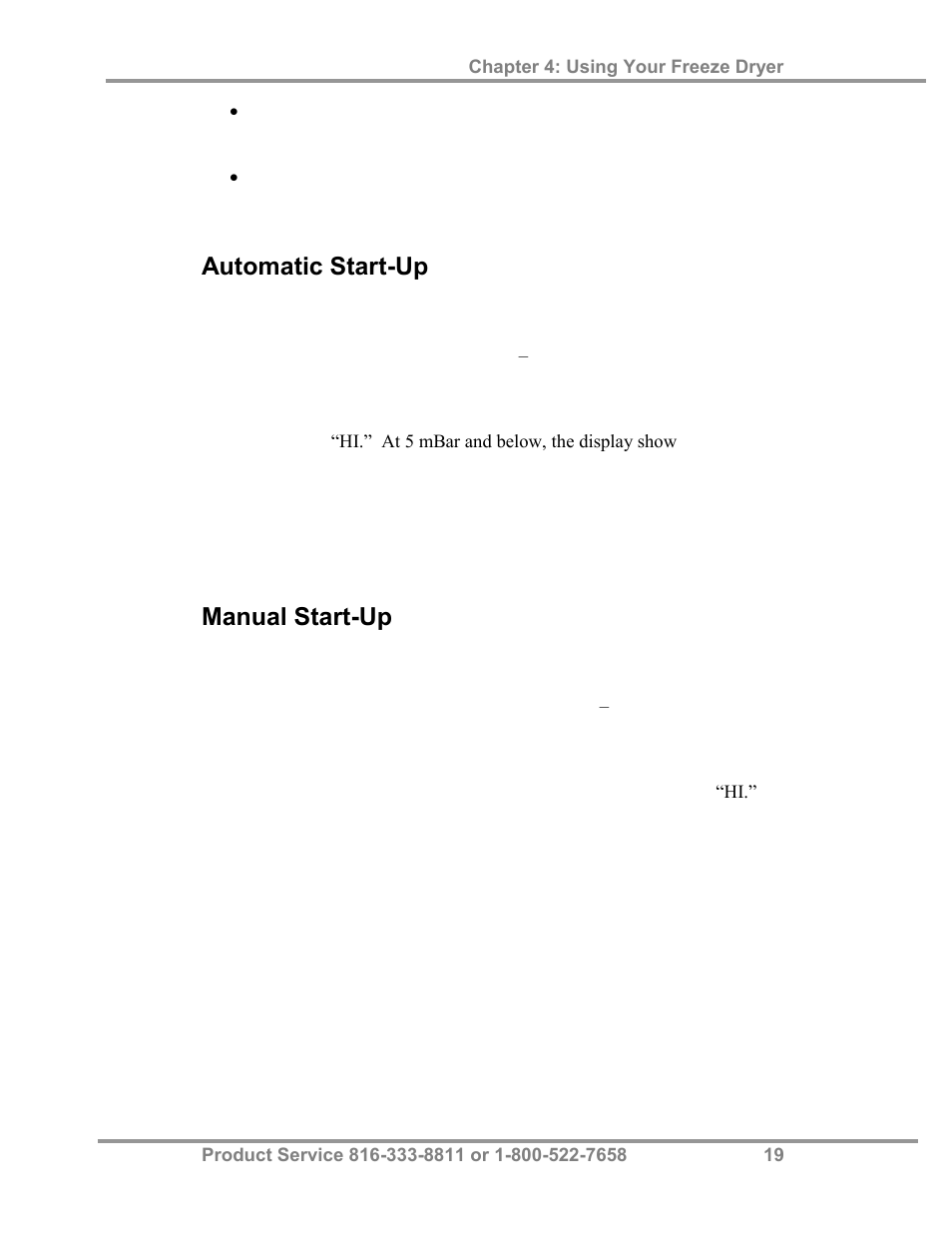 Automatic start-up, Manual start-up | Labconco FreeZone Plus 4.5 Liter and FreeZone -105 C Cascade Freeze Dry Systems 73870 Series User Manual | Page 23 / 59