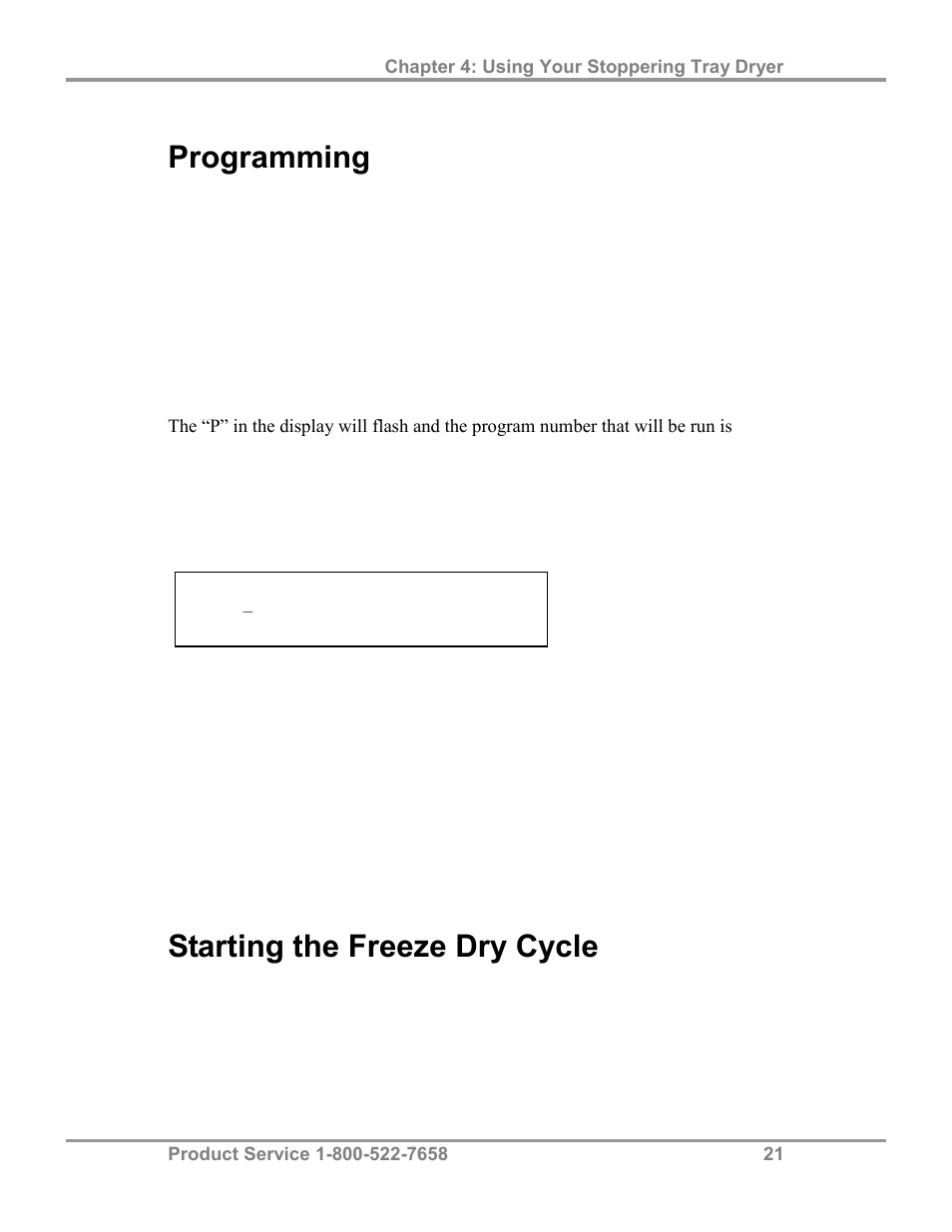 Programming, Starting the freeze dry cycle | Labconco FreeZone Stoppering Tray Dryers 79480 Series User Manual | Page 25 / 58
